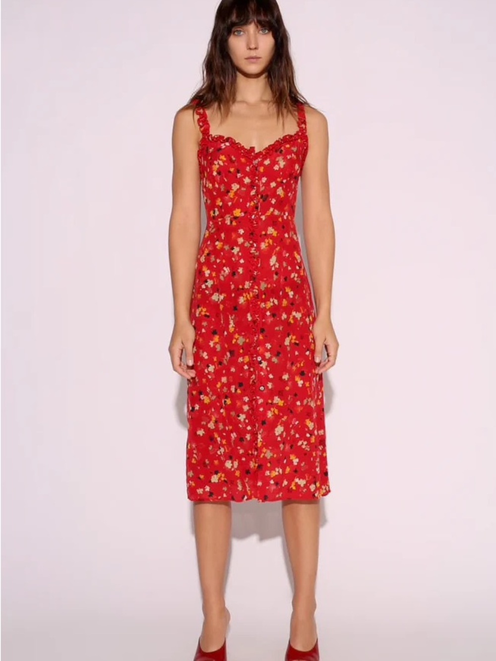 Reformation Par Red Floral Midi Dress by Realisation Par